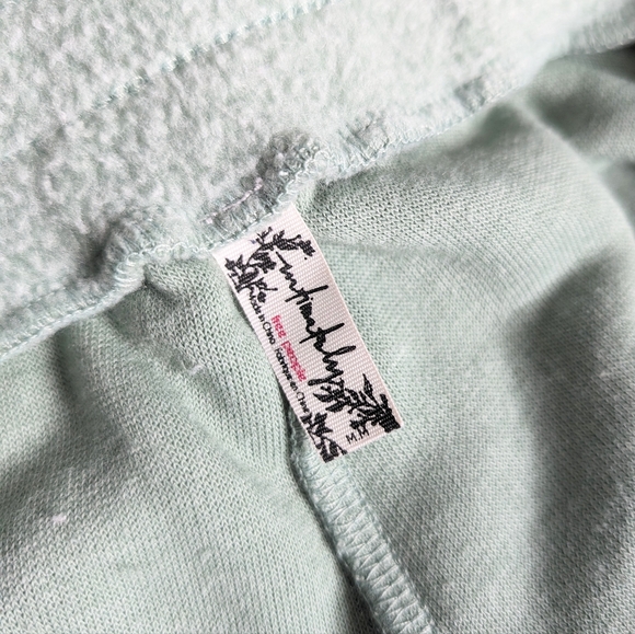 Free People Blue Monday Fleece Sweatpants Green Retro size Medium EUC - Picture 6 of 6
